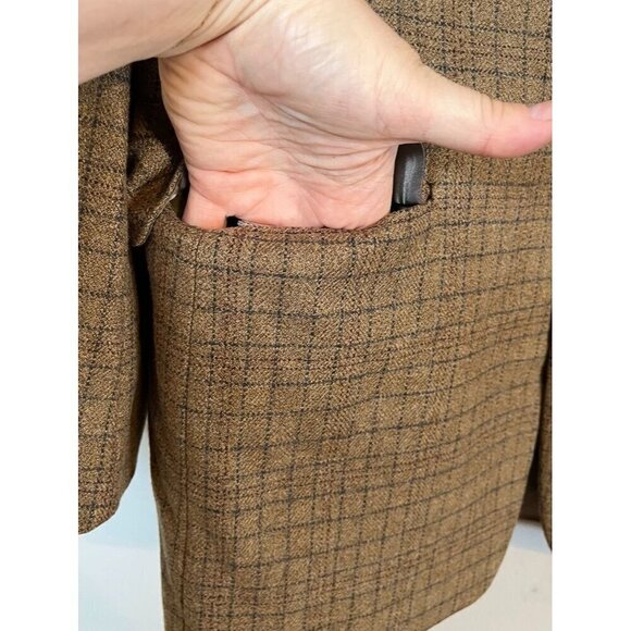 Hickey Freeman Jacket Men 40 Brown Check Notch Collar Cashmere Plaid Wool Blazer - Picture 5 of 12